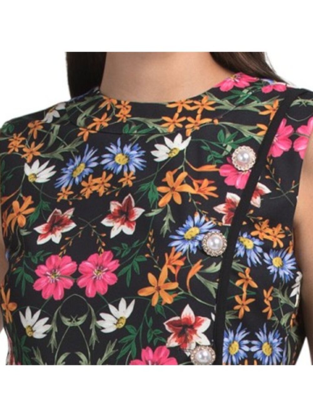 ALEXIA ADMOR Crew Neck Button Down Sleeveless Dress - Picture 3 of 5